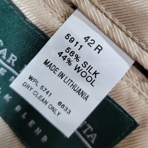 Oscar De La Renta Silk Wool Sport Coat Mens 42R Tan Gold Weave Three Button - Picture 7 of 13